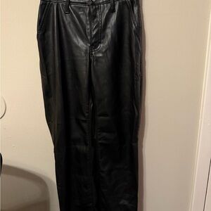 Hollister Black Leather-Like Pants with Relaxed Fit